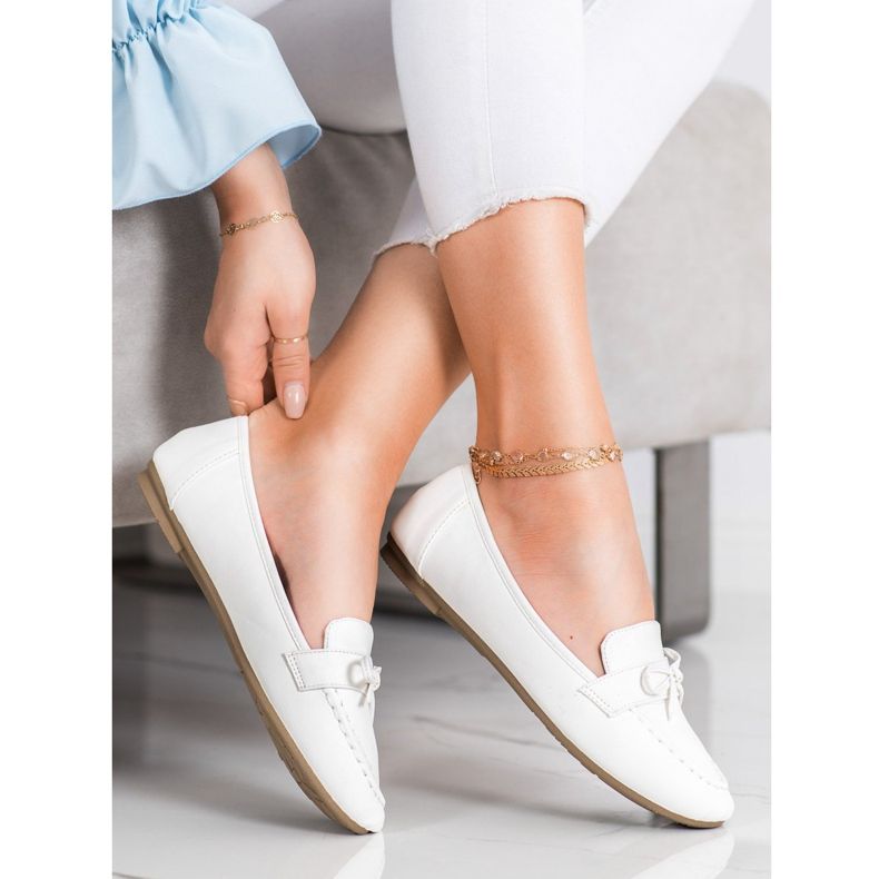 Diamantique Mocassins de couro ecológico branco 1