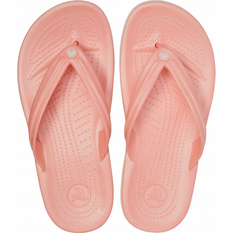 Chinelos femininos Crocs Crocband Flip rosa claro e branco 11033 6KP 2