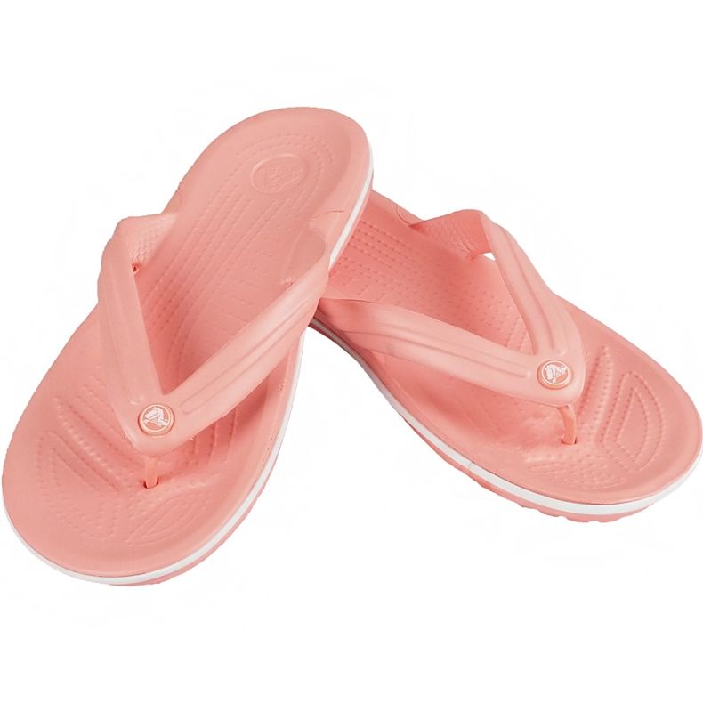 Chinelos femininos Crocs Crocband Flip rosa claro e branco 11033 6KP 1