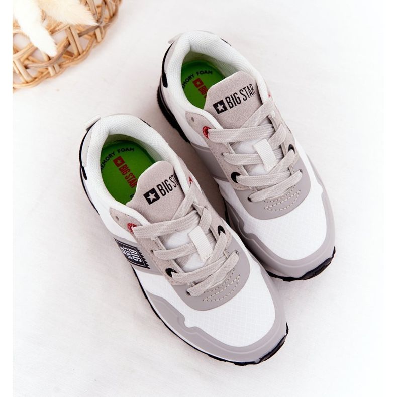 Sapatos esportivos infantis de espuma de memória Big Star HH374168 branco 1