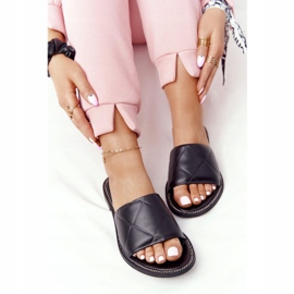 Chinelos de couro com acolchoado Nicole 2650 preto 1