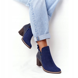 Botas de couro femininas com salto alto Maciejka azul marinho 04833-17 azul-marinho 3