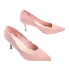 Sapatos rosa com salto agulha feitos de camurça ecológica Anissa 2