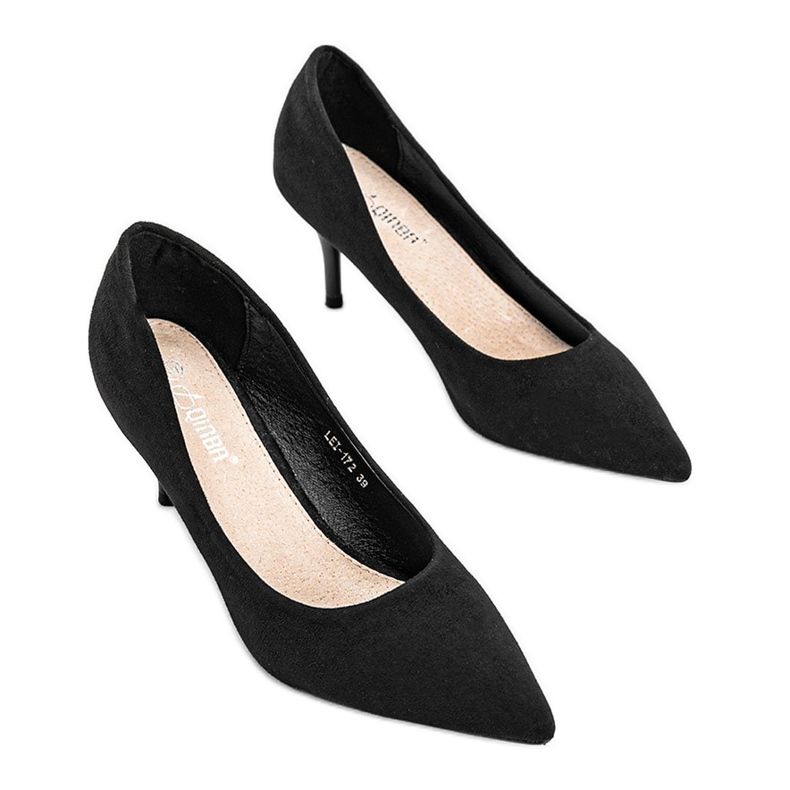 Sapatos pretos com salto agulha feitos de camurça ecológica Anissa 2