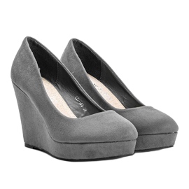 BM Sapatos de camurça ecológica cinza na cunha Karilla 1