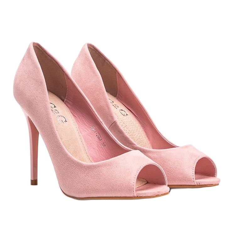 Sapatos rosa com salto agulha da Janessa 1