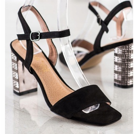 S. BARSKI Sandálias Clássicas Com Salto Decorativo S.BARSKI preto prata 2