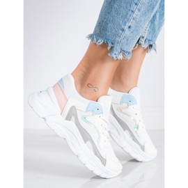 SHELOVET Tênis elegantes na plataforma branco azul rosa cinza 1