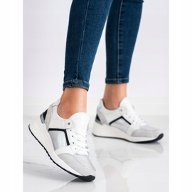 Goodin Tênis de couro branco e prata preto cinza 1