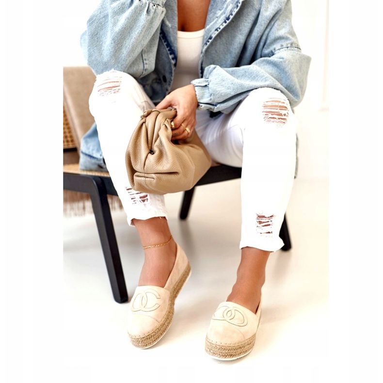 PS1 Alpercatas femininas com plataforma de palha Bege Febi 1