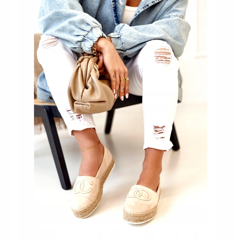 PS1 Alpercatas femininas com plataforma de palha Bege Febi 5