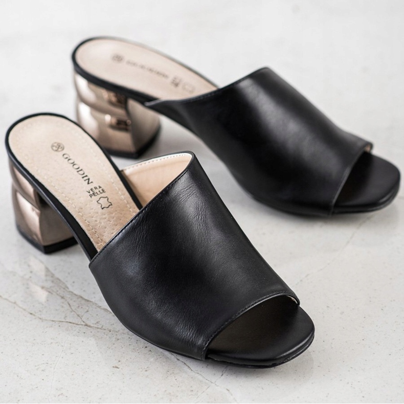 Goodin Chinelos Com Salto Decorativo preto 1