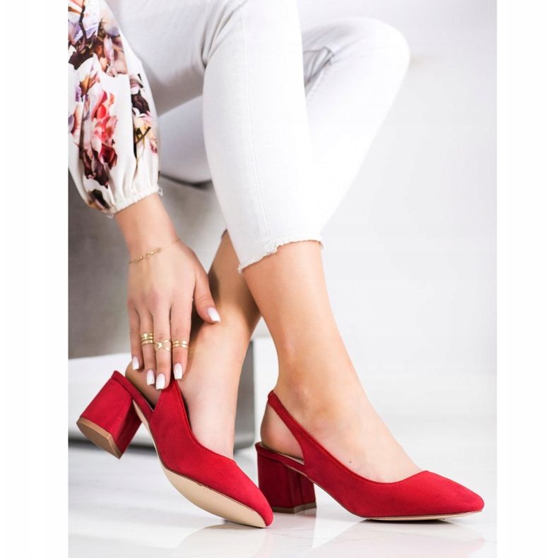 Goodin Sapatos deslizantes com calcanhar exposto vermelho 1 Goodin Sapatos deslizantes com calcanhar exposto vermelho 1