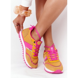 Sapatos esportivos femininos com espuma viscoelástica Big Star HH274273 amarelo rosa 1 Sapatos esportivos femininos com espuma viscoelástica Big Star HH274273 amarelo rosa 1