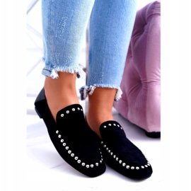 Bailarinas dos Lordes Negros Lu Boo feminino com strass Planta preto prata 1