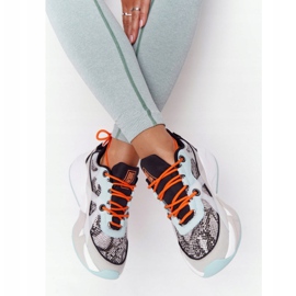 Sapatos esportivos femininos com espuma viscoelástica Big Star HH274324 cinza-verde laranja 2