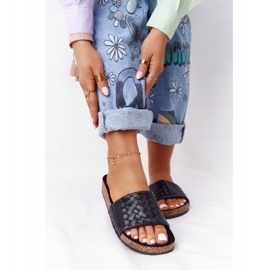 MSMG Chinelos de couro preto Catalina com sola de cortiça 2