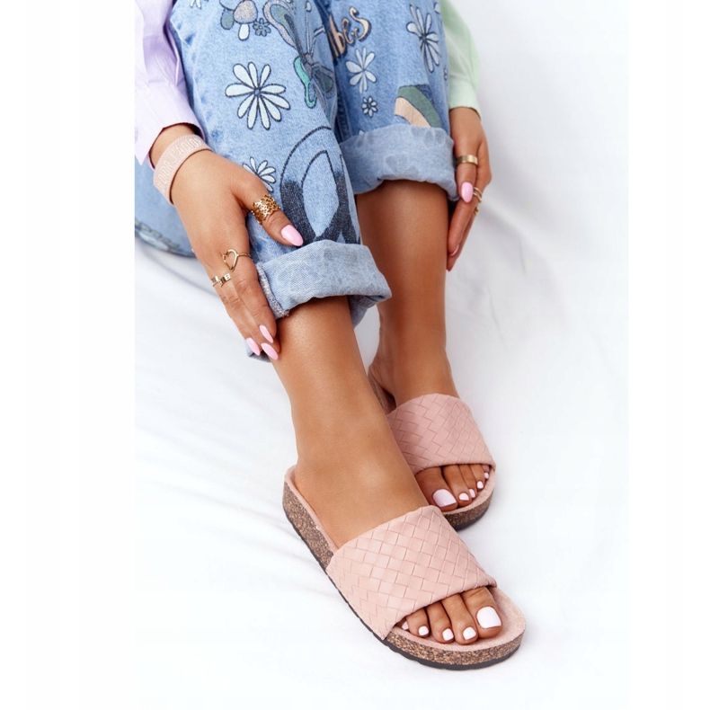 MSMG Chinelos de couro com sola de cortiça Catalina rosa claro 1