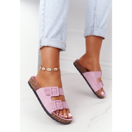 MSMG Chinelos de camurça em uma sola de cortiça violeta Jennifer tolet 2