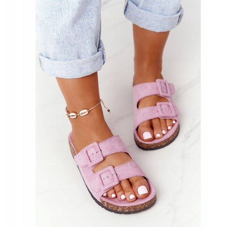 MSMG Chinelos de camurça em uma sola de cortiça violeta Jennifer tolet 1