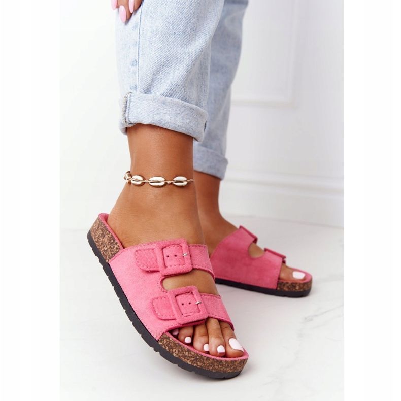 MSMG Chinelos de camurça rosa Jennifer com sola de cortiça 1