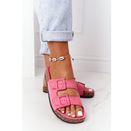 MSMG Chinelos de camurça rosa Jennifer com sola de cortiça 2