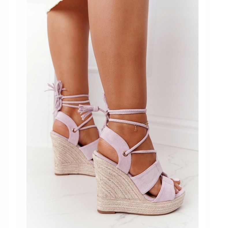 MSMG Tied Wedge Sandals Violet Mallorca roxo 1