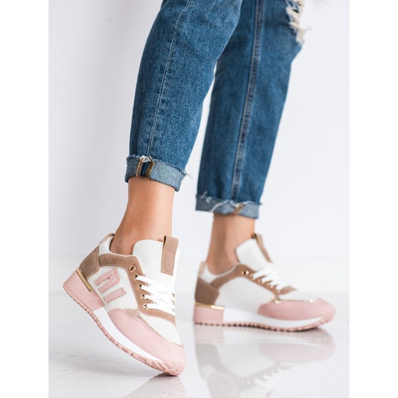 SHELOVET Sapatos esportivos com malha rosa 1