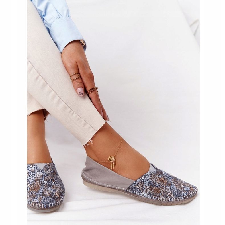 Bailarinas de couro feminino Maciejka 01930-86 Ashen multicolorido 1