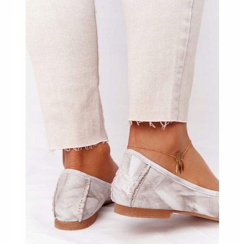 Bailarina de couro feminino Maciejka 01358-44 Dirty Beige bege 1