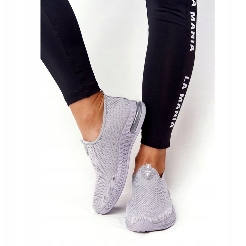 PS1 Sapatos esportivos femininos slip-on cinza ser elásticos 3