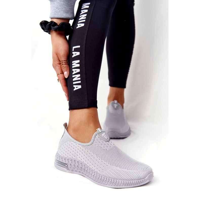 PS1 Sapatos esportivos femininos slip-on cinza ser elásticos 4