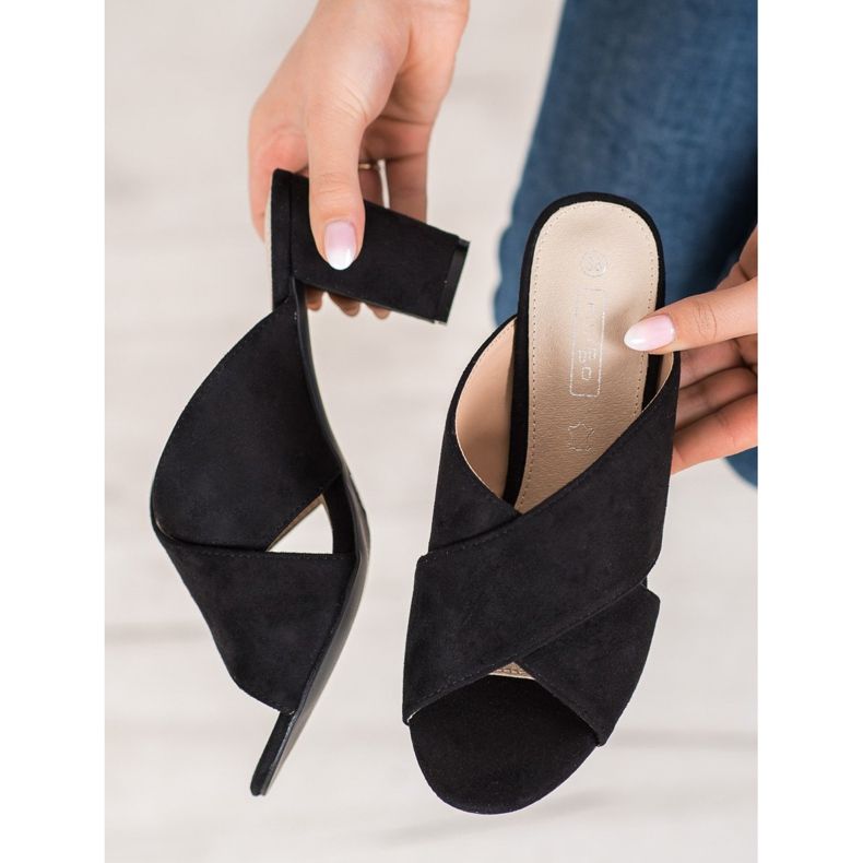 Filippo Chinelos de camurça preta preto 2