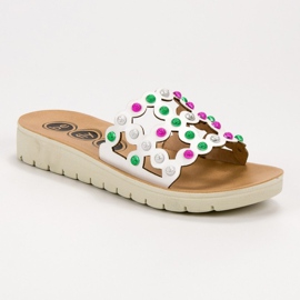 SHELOVET Chinelos femininos casuais branco multicolorido 1