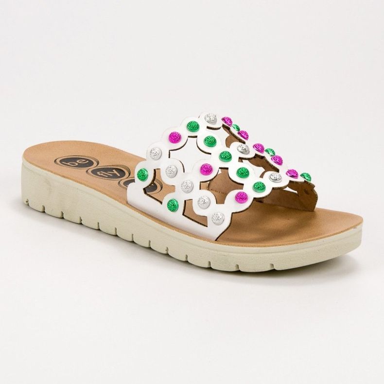 SHELOVET Chinelos femininos casuais branco multicolorido 1