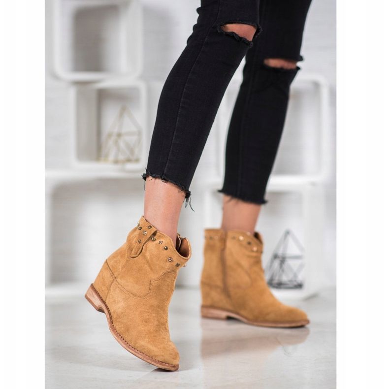 Bella Paris Botas de caubói de camurça com jatos castanho 1 Bella Paris Botas de caubói de camurça com jatos castanho 1