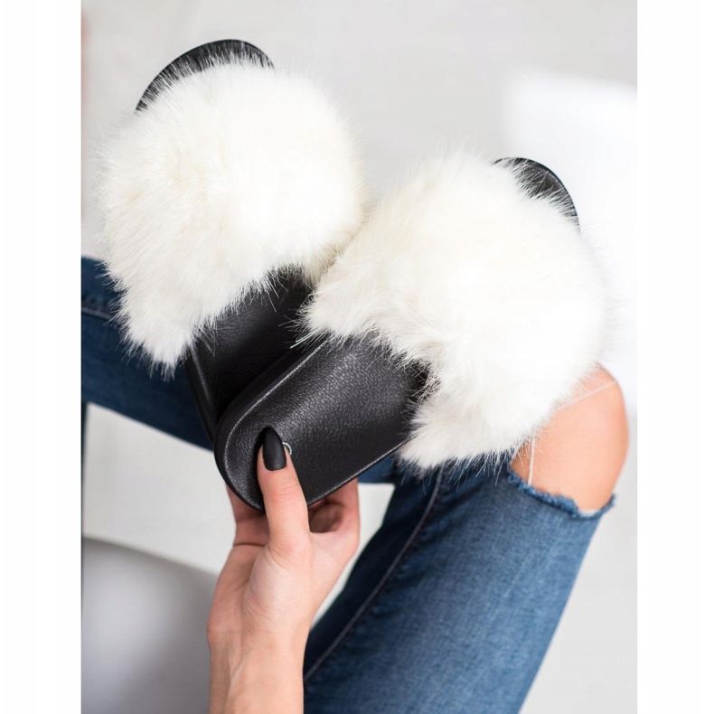 SHELOVET Chinelos de pele confortáveis branco 1