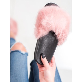 SHELOVET Chinelos de pele confortáveis rosa 1