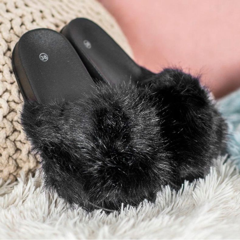 SHELOVET Chinelos de pele confortáveis preto 1