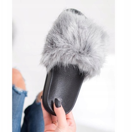 SHELOVET Chinelos de pele confortáveis cinza 1