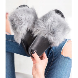 SHELOVET Chinelos de pele confortáveis cinza 2