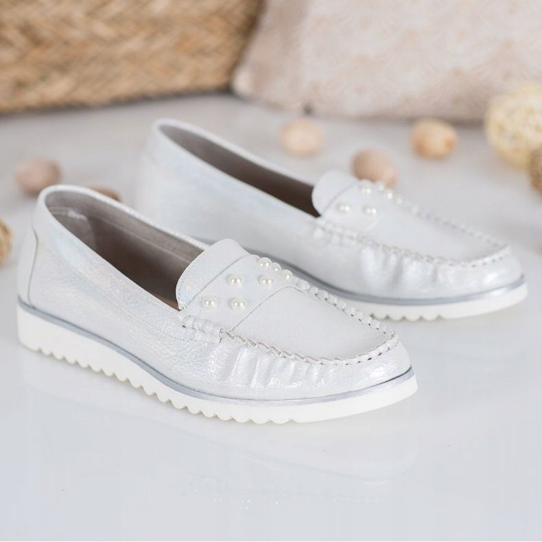 Sergio Leone Mocassins Com Pérolas cinza 1 Sergio Leone Mocassins Com Pérolas cinza 1