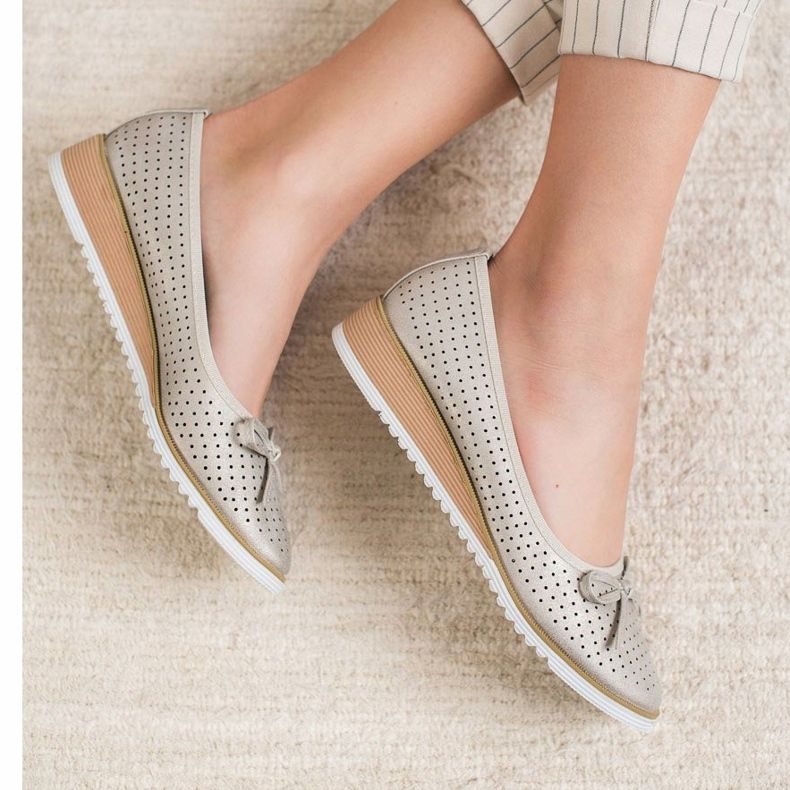 Goodin Bombas de cunha a céu aberto dourado 2