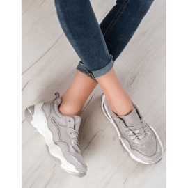 Goodin Tênis de couro prata cinza 1