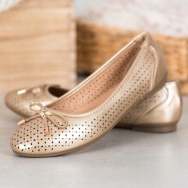 SHELOVET Bailarina a céu aberto com couro ecológico dourado 1