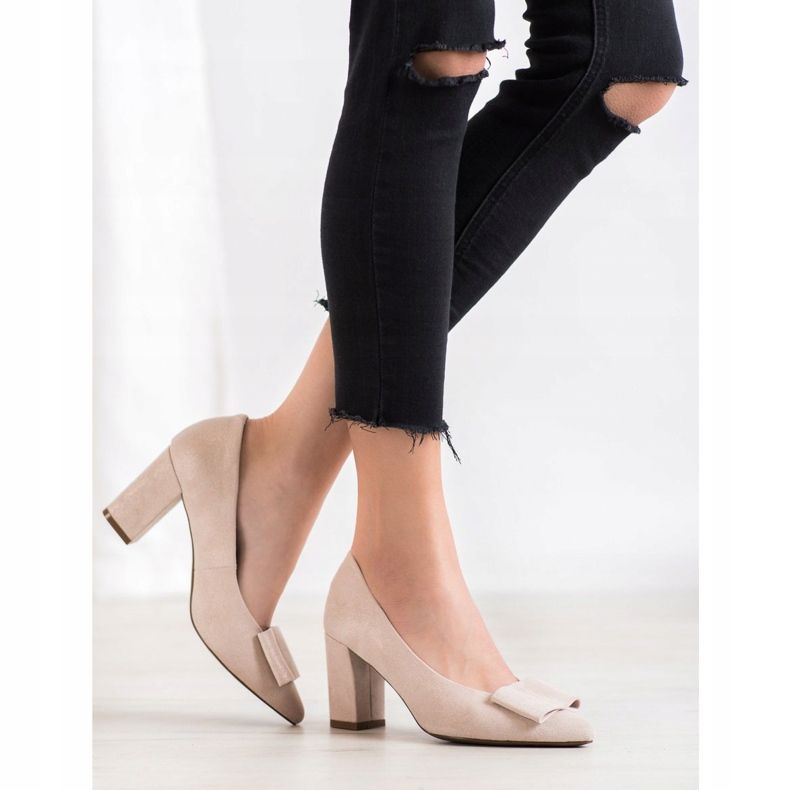 W. Potocki Bombas de purpurina com arco bege 2 W. Potocki Bombas de purpurina com arco bege 2