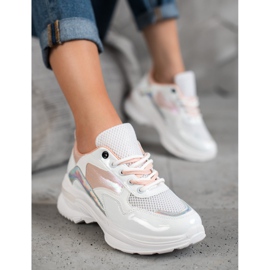 SHELOVET Tênis elegantes de couro ecológico branco multicolorido 2