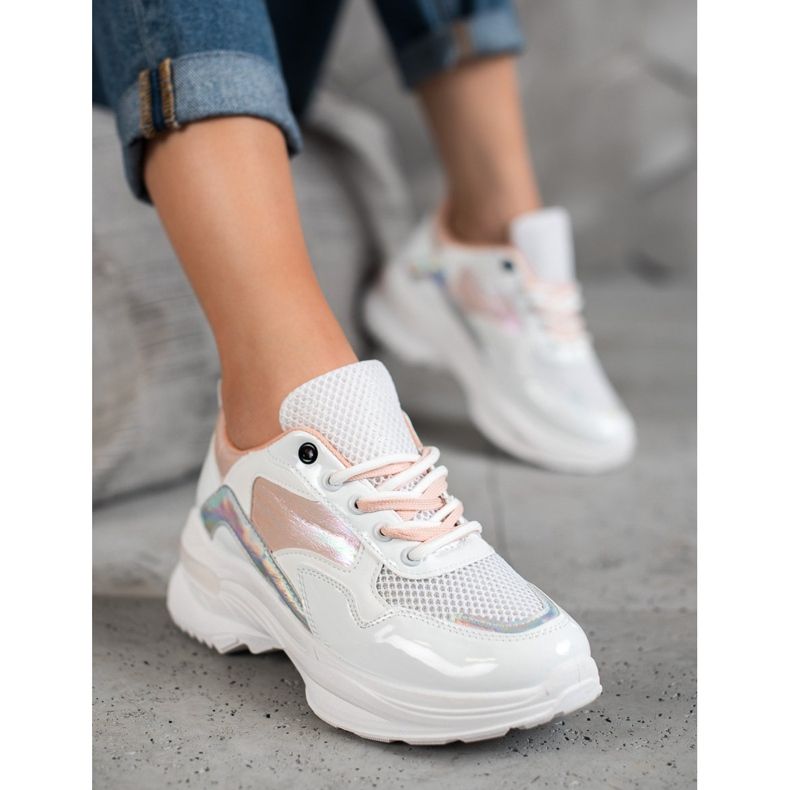 SHELOVET Tênis elegantes de couro ecológico branco multicolorido 2