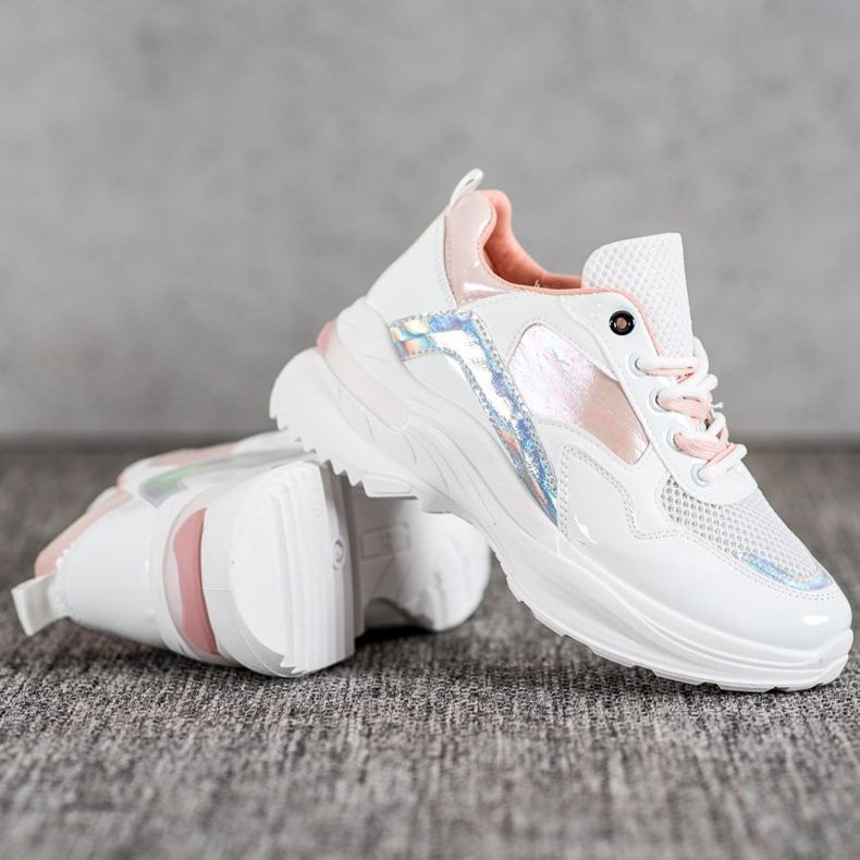 SHELOVET Tênis elegantes de couro ecológico branco multicolorido 1