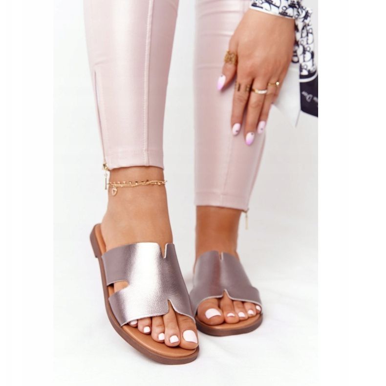 Chinelos de couro Sergio Leone Sk 063 prata 2